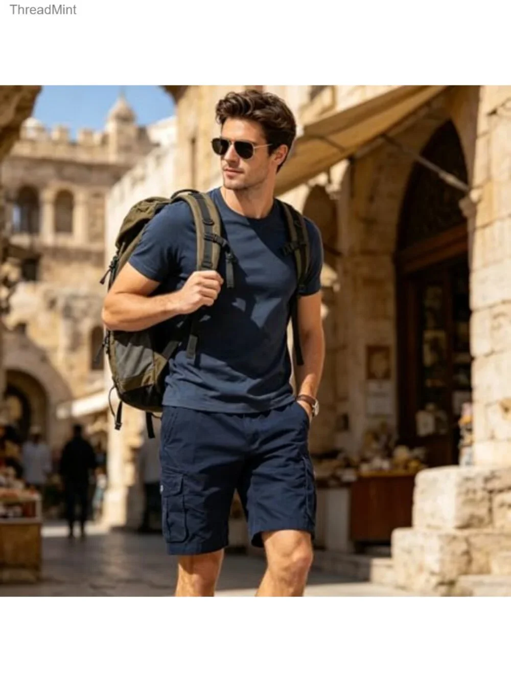 Men's Cotton Cargo Shorts Casual Summer Outdoor Work with 6 Pockets